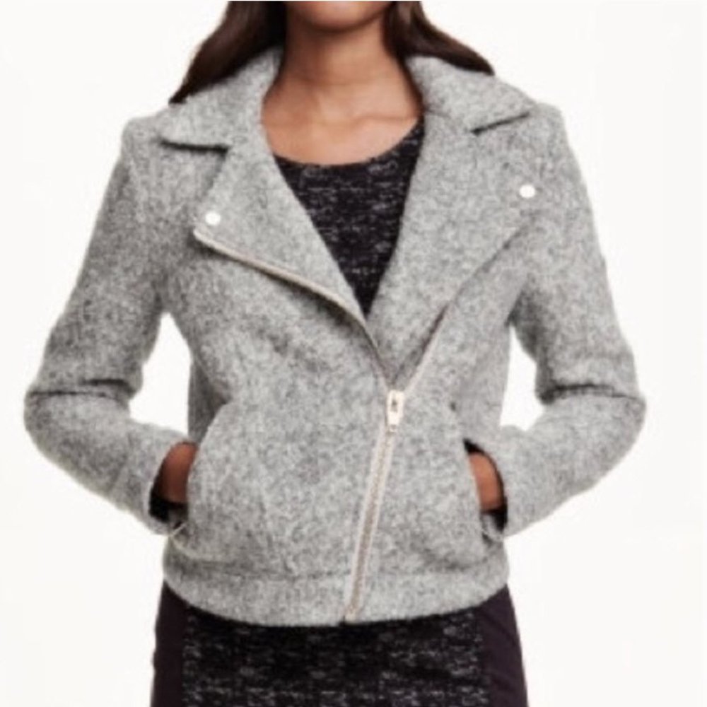 H&M Grey Wool Moto Crop Jacket